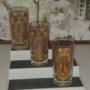 Culver Red Christmas Candle Highball Glasses, Vintage, HTF